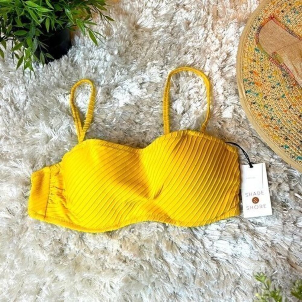 Shade And Shore Light Lift Textured Gold Bikini Top Size 34B
